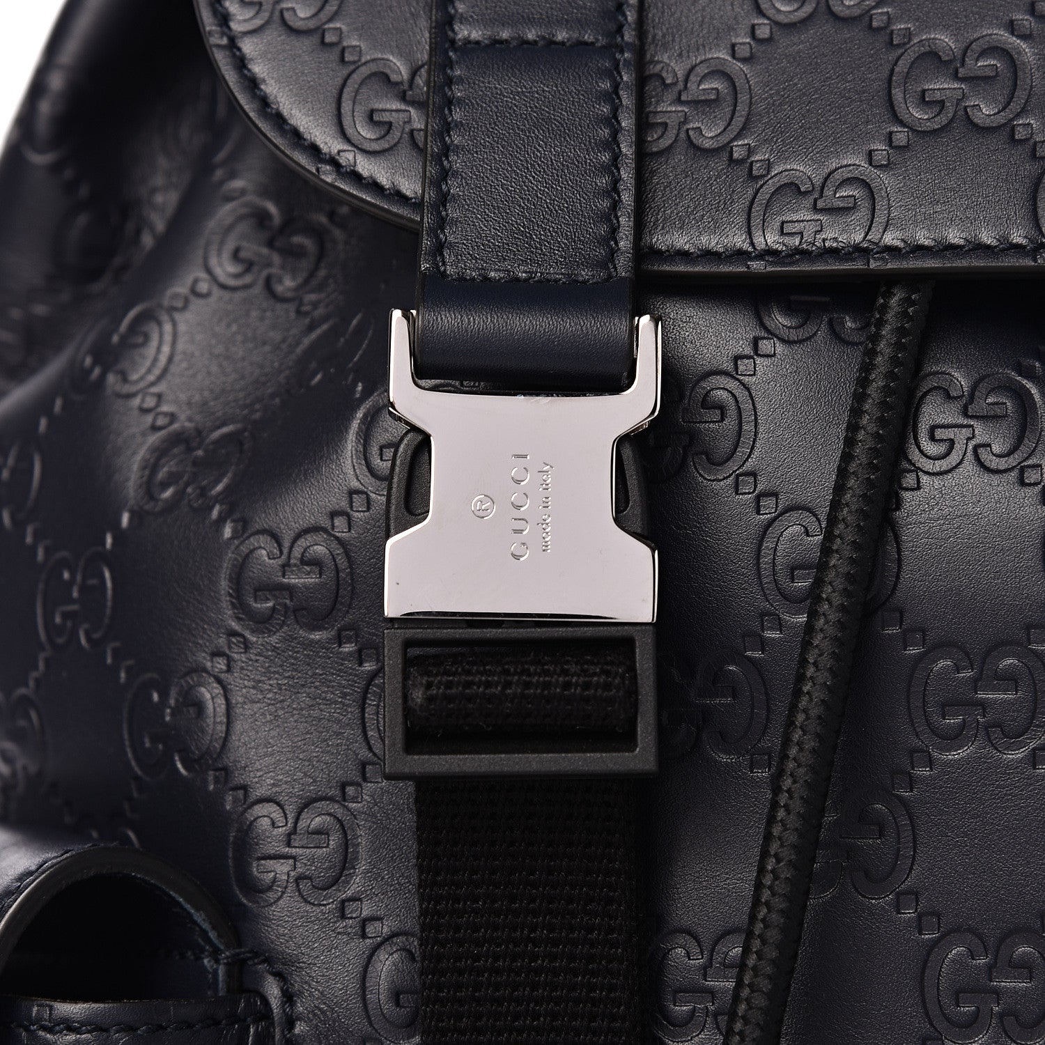 Gucci Guccissima Signature Double Buckle Backpack Blue 10 of 10