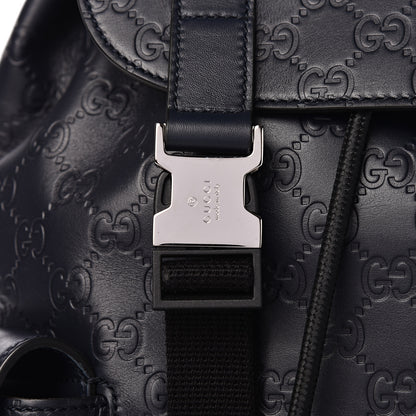 Gucci Guccissima Signature Double Buckle Backpack Blue 10 of 10