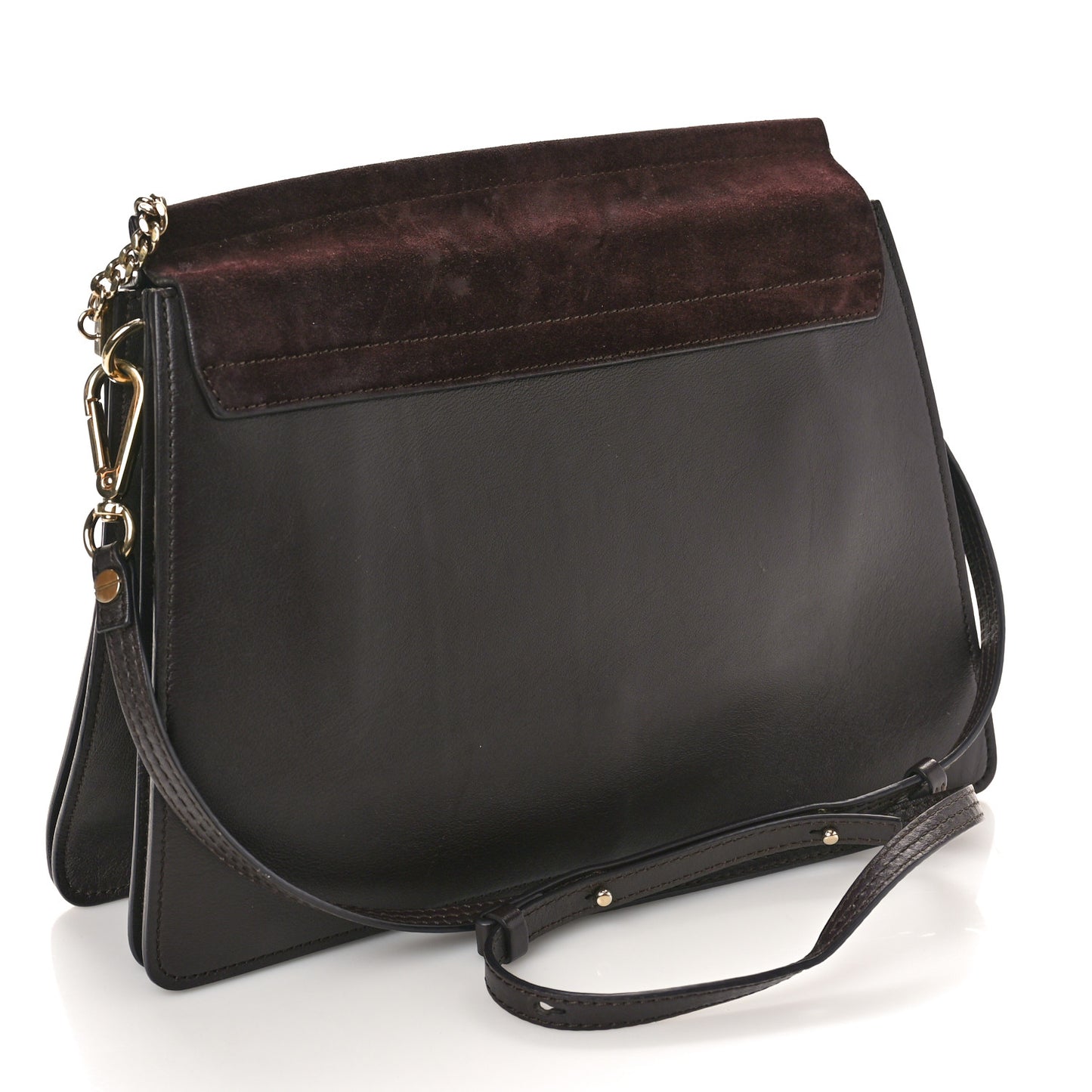 Calfskin Suede Medium Faye Shoulder Bag Carbon Brown