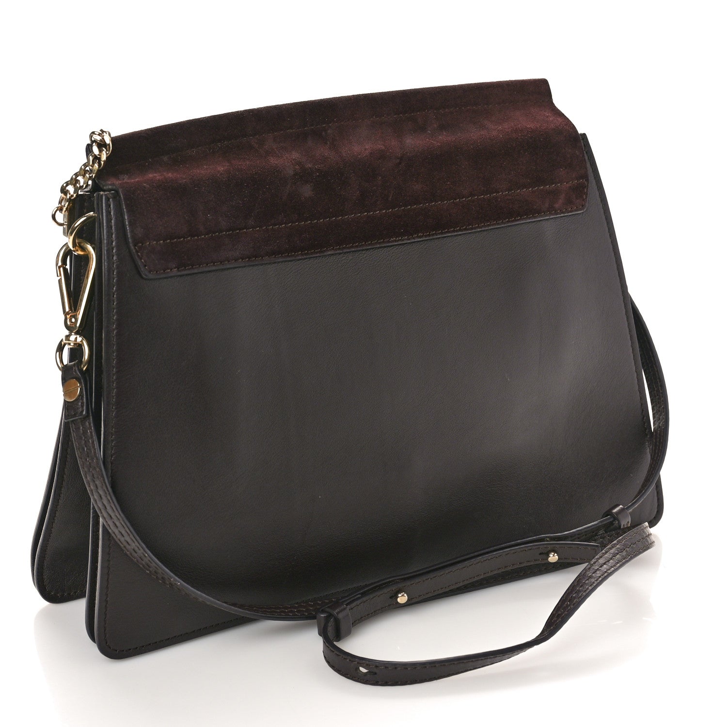 Chloe Calfskin Suede Medium Faye Shoulder Bag Carbon Brown 3 of 11