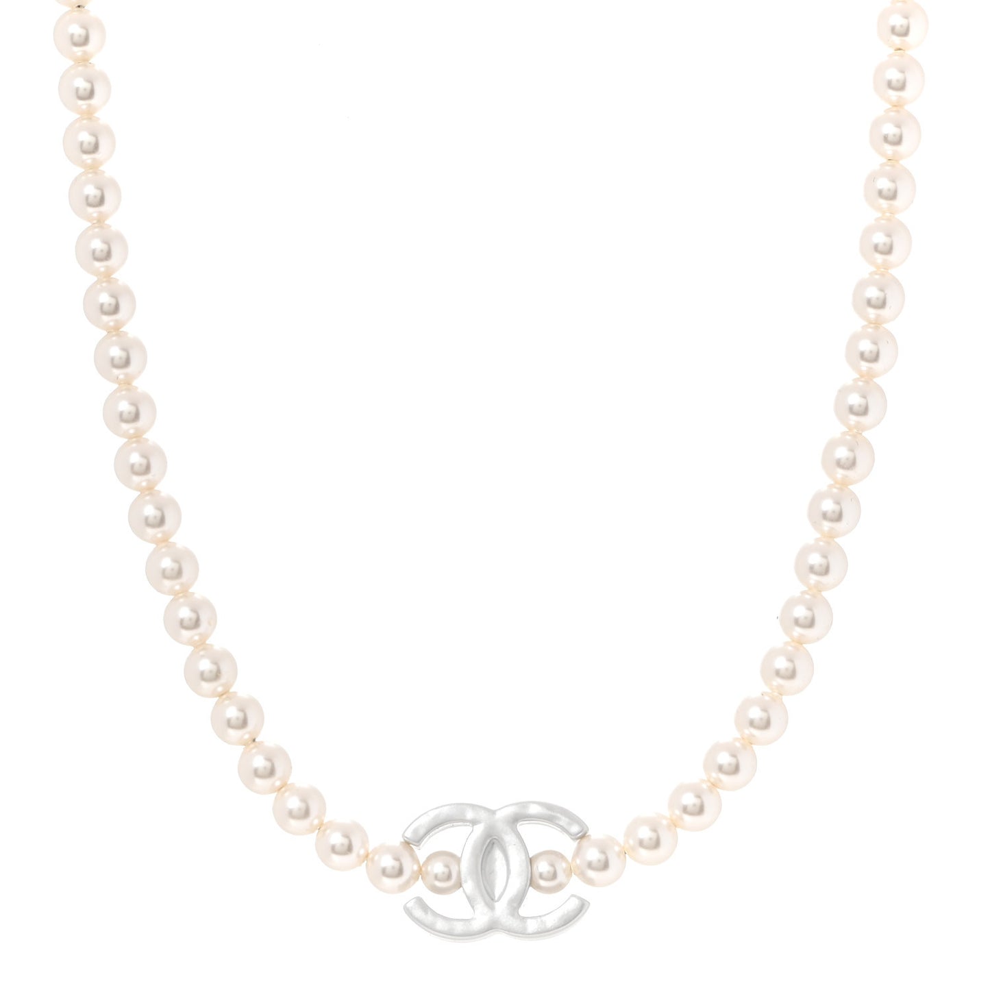 Pearl Resin CC Choker Necklace Pearly White Silver