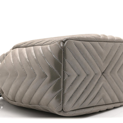 Chanel Iridescent Calfskin Chevron Small Urban Spirit Drawstring Bag Silver 9 of 10