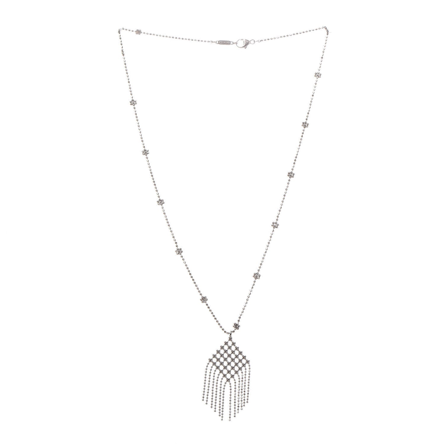 18K White Gold Fringe Pendant Necklace