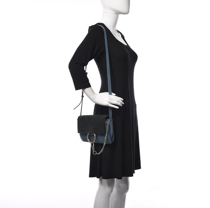 Chloe Suede Calfskin Small Faye Shoulder Bag Majolica Blue 2 of 15