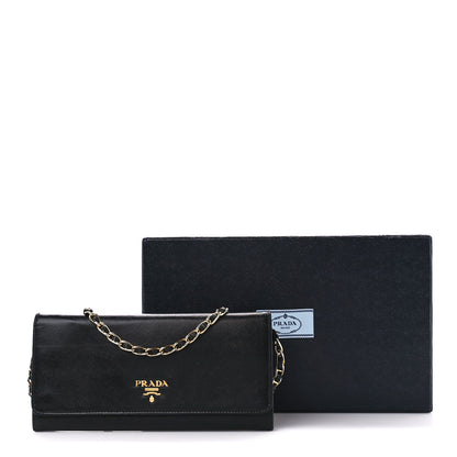 Prada Saffiano Metal Oro Chain Wallet Black 12 of 12