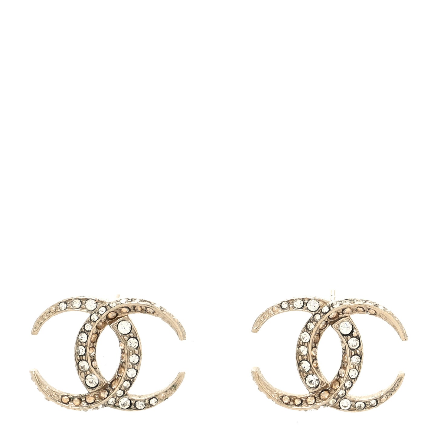Crystal CC Moon Earrings Gold