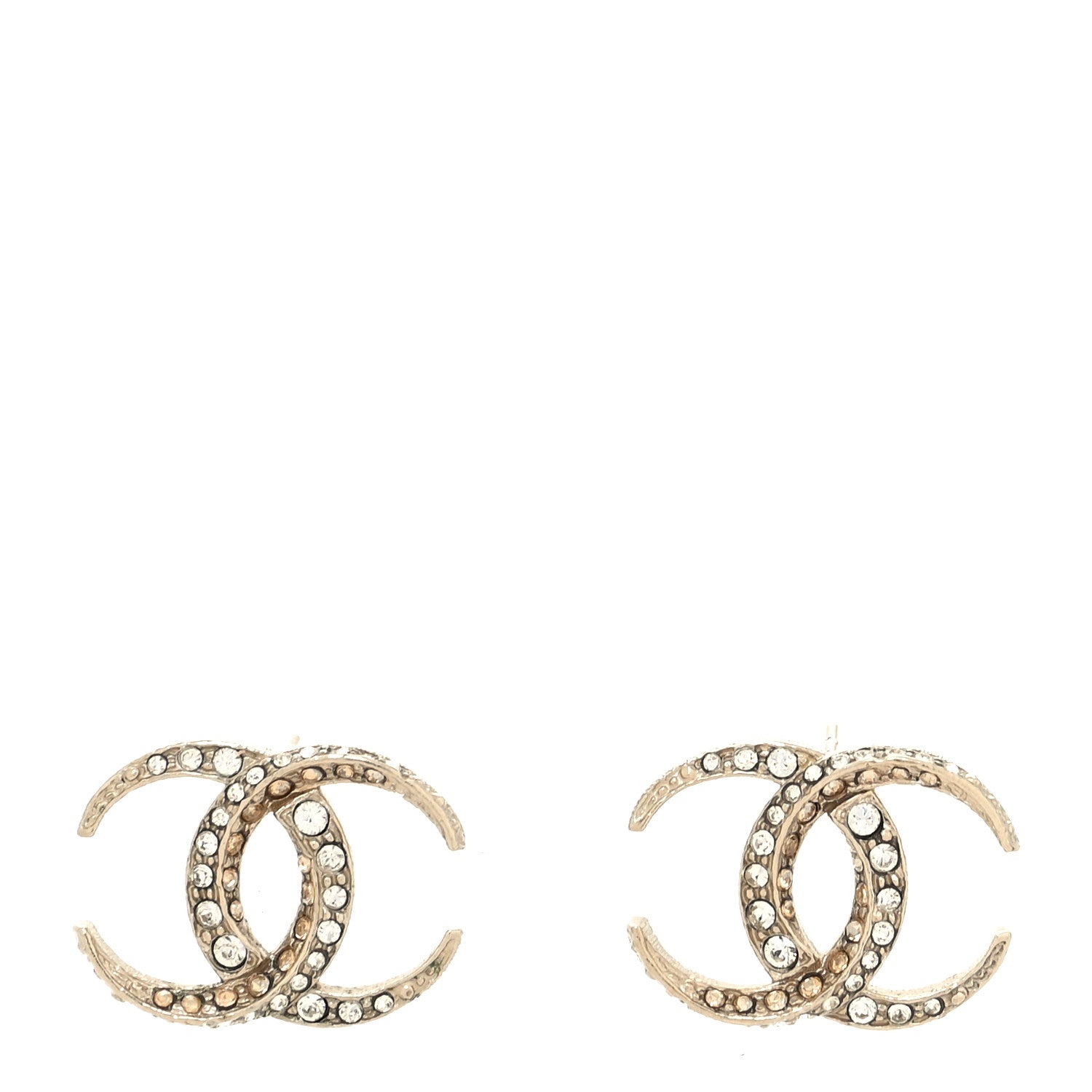 Chanel Crystal CC Moon Earrings Gold 1 of 4