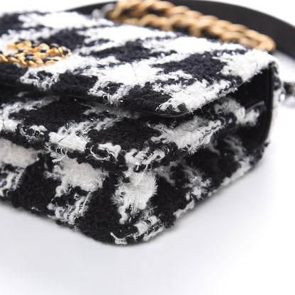 Chanel Wool Tweed Lambskin Quilted 19 Wallet On Chain WOC and Coin Purse Black White 10 of 11