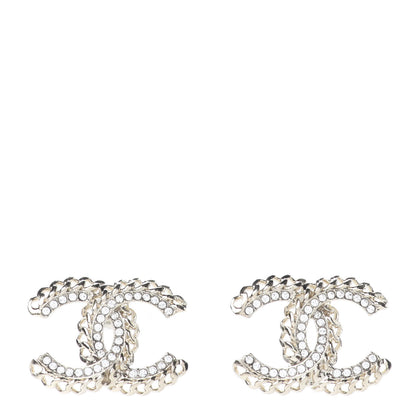 Chanel Crystal Chain CC Earrings Gold 1 of 4