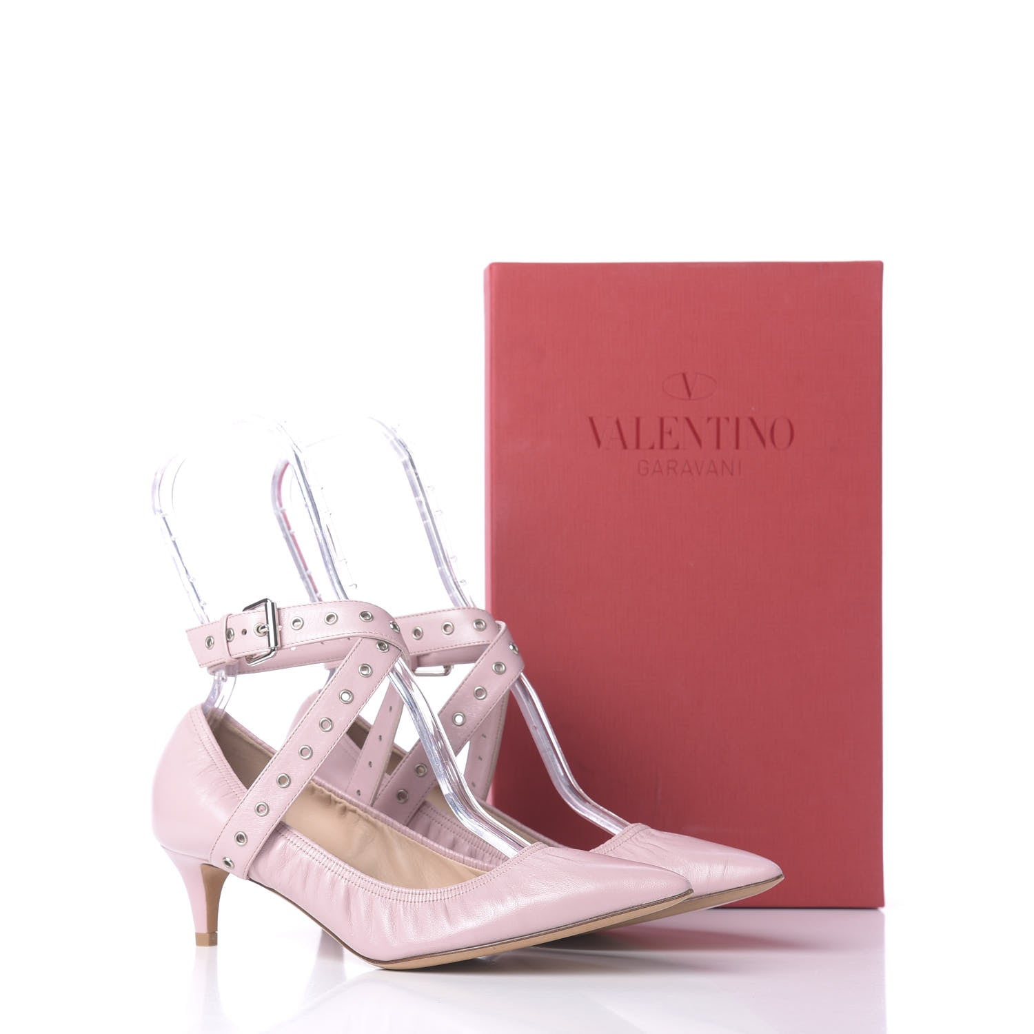 Valentino Garavani Nappa Love Latch Cross Strap 45mm Pumps 37.5 Cipria 12 of 12