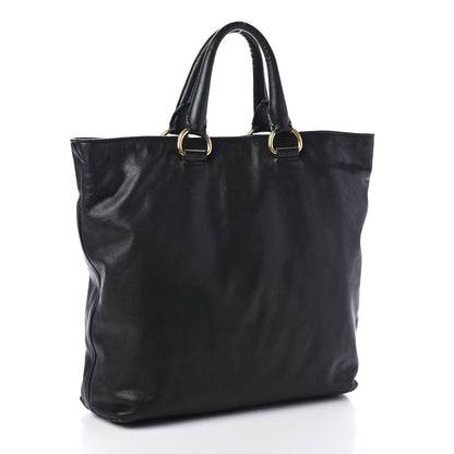 Prada Soft Calf Shopping Tote Black 2 of 4