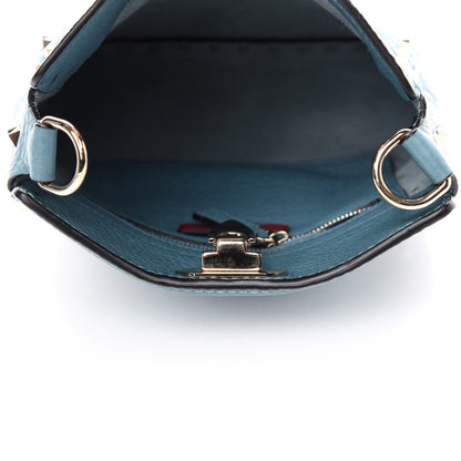 Valentino Garavani Pebbled Calfskin Mini Rockstud Flip-Lock Messenger Bag Atlantique 5 of 9