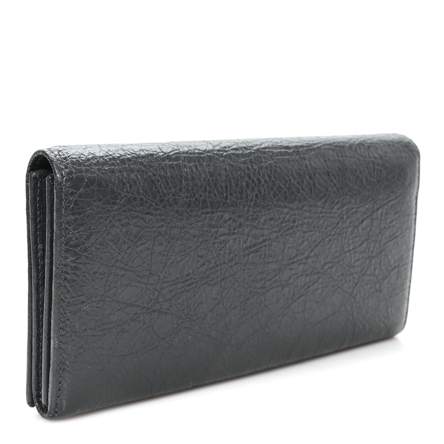 Agneau Classic Silver Hardware Money Wallet Gris Fossile