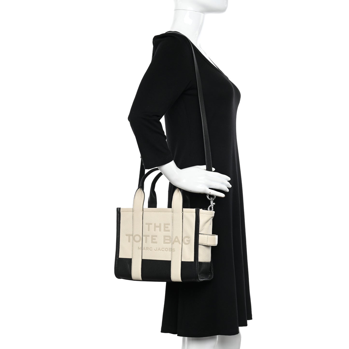 Grained Calfskin Colorblock Mini The Tote Bag Ivory Multi
