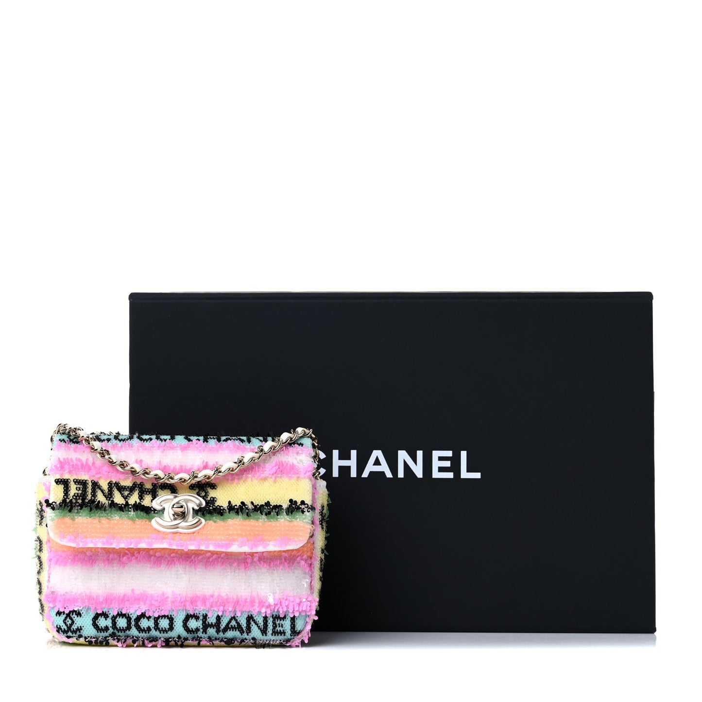 Sequin COCO Clutch With Chain Multicolor