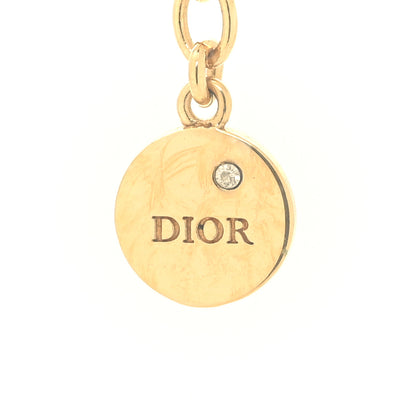 Christian Dior Metal Crystal Logo Necklace Gold 5 of 5