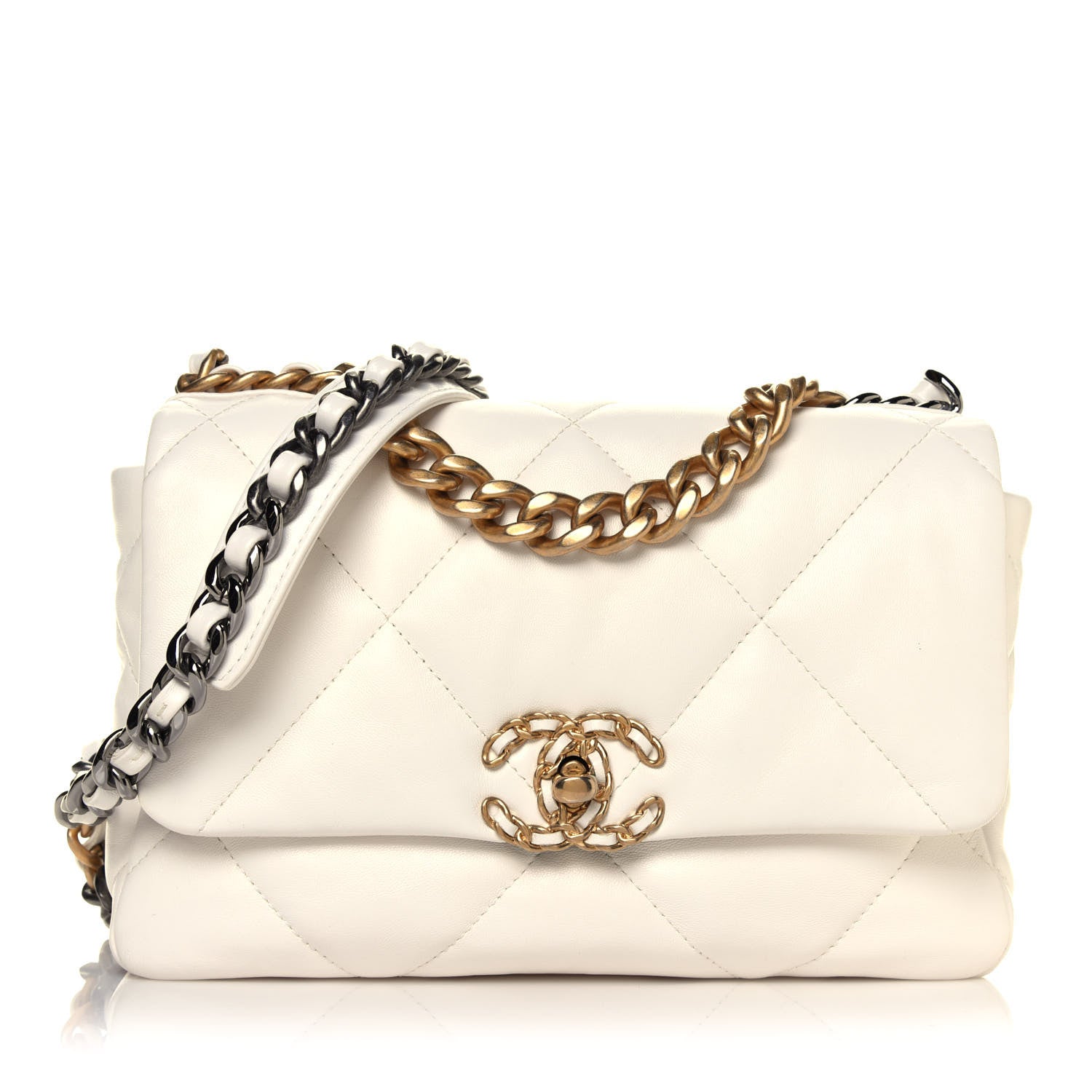 Chanel Lambskin Quilted Medium Chanel 19 Flap White 1 of 5