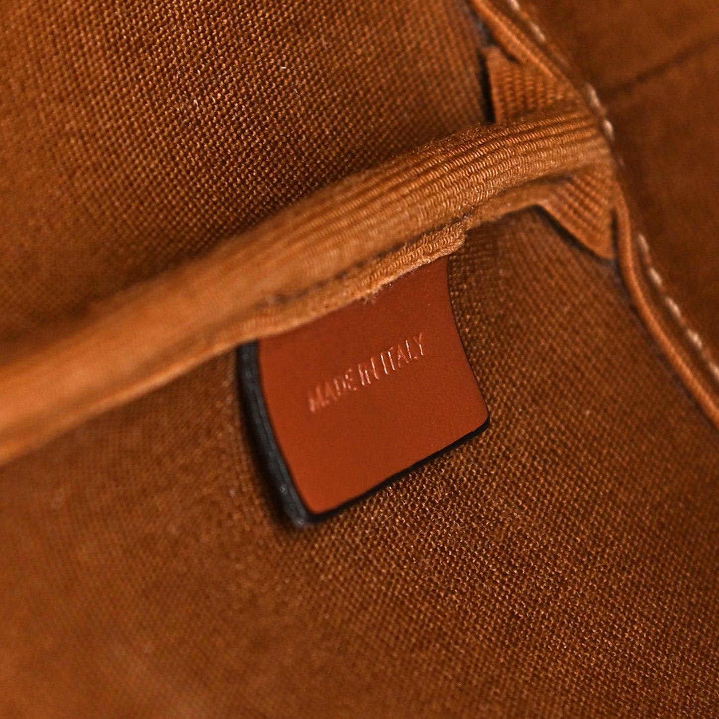 Triomphe Canvas Calfskin Small Bucket Bag Tan