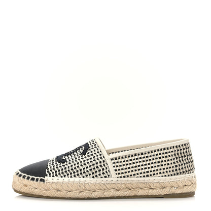 Chanel Mesh Grosgrain CC Espadrilles 39 Beige Black 1 of 7