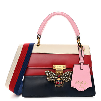 Gucci Calfskin Sylvie Web Small Queen Margaret Top Handle Bag Blue Agata Hibiscus Red Mystic White Sugar Pink 1 of 11