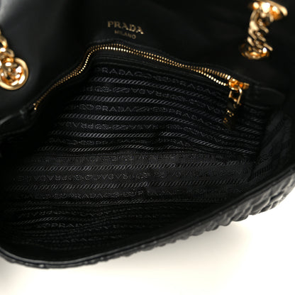 Prada Nappa Gaufre Medium Chain Flap Shoulder Bag Black 5 of 11