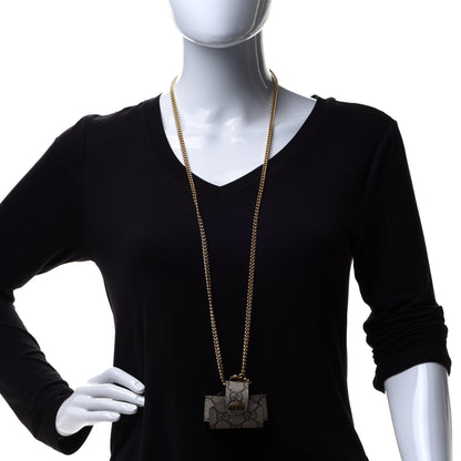 Gucci GG Supreme Monogram AirPods Case Necklace Beige Ebony 2 of 6