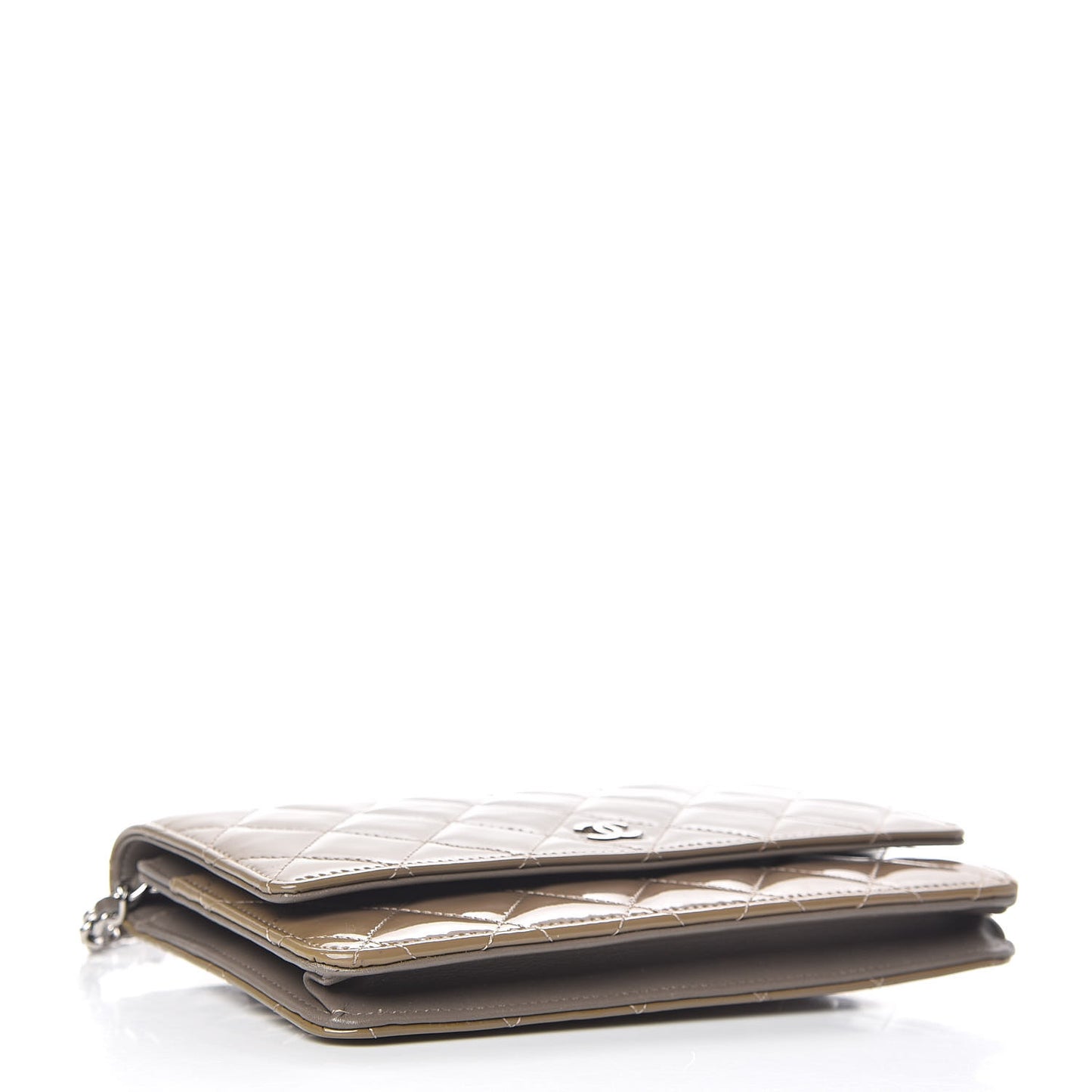 Patent Quilted Wallet On Chain WOC Grey
