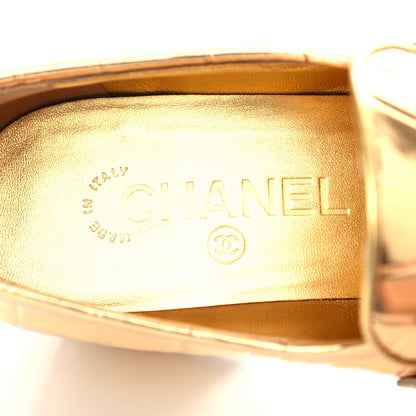 Chanel Metallic Crocodile Embossed Calfskin CC Chain Mocassin Loafers 38 Gold 8 of 11