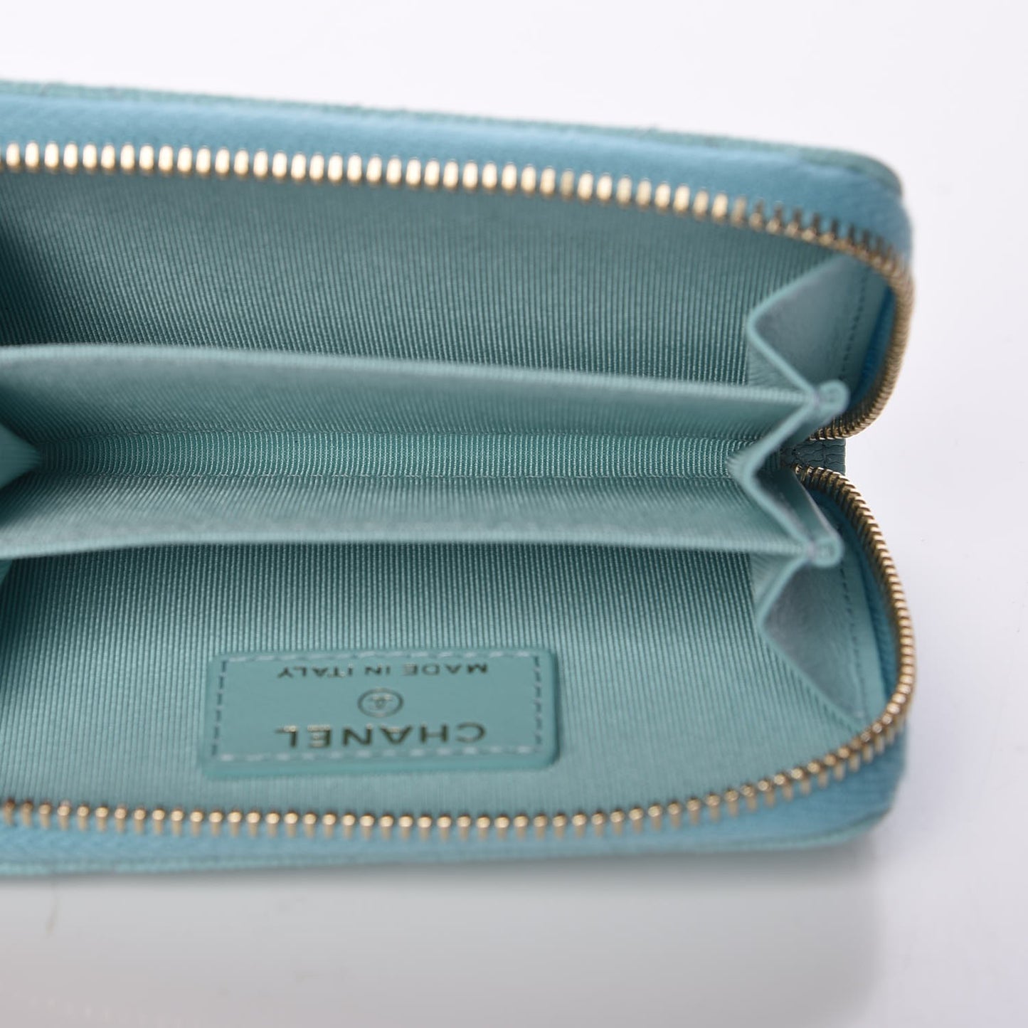 Caviar Quilted Zip Coin Purse Light Blue