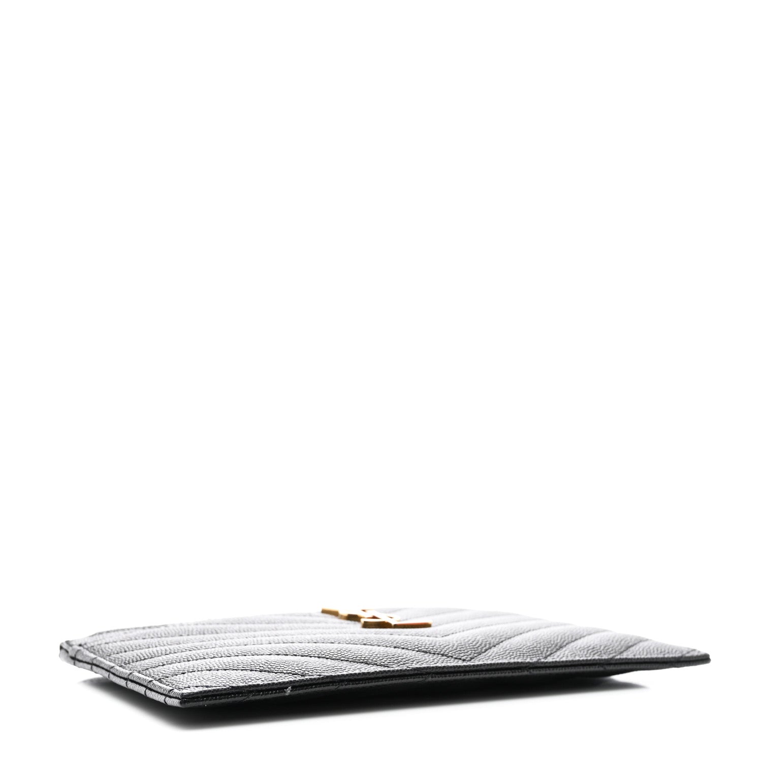 Saint Laurent Grain De Poudre Chevron Monogram Bill Pouch Black 4 of 8