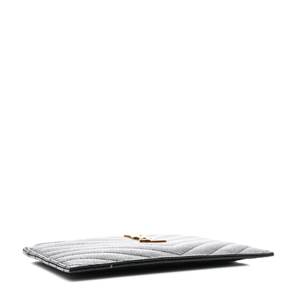 Saint Laurent Grain De Poudre Chevron Monogram Bill Pouch Black 4 of 8