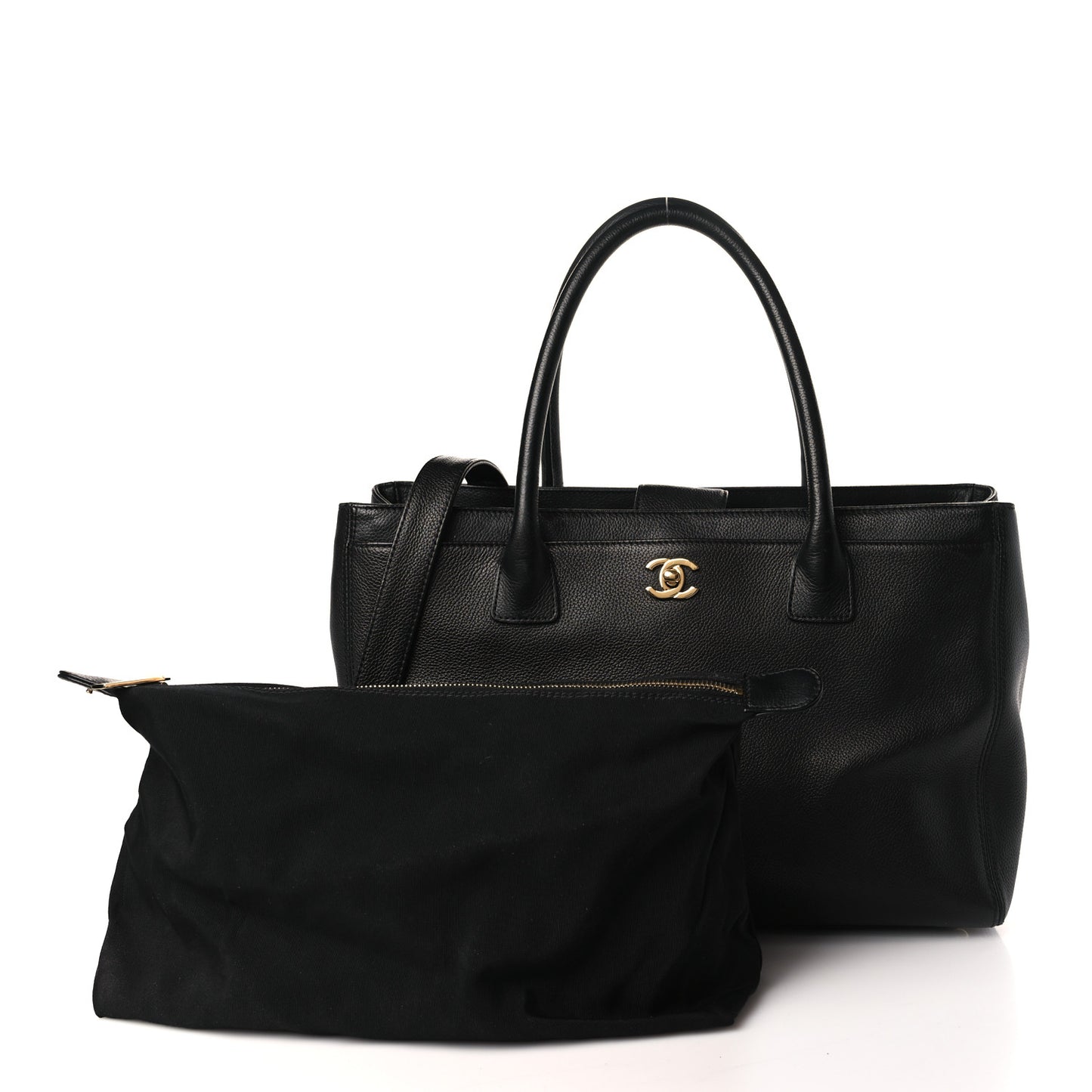 Calfskin Cerf Executive Shopper Tote Black