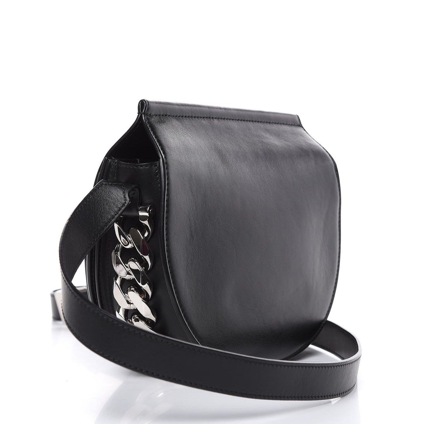 Calfskin Mini Infinity Saddle Bag Black