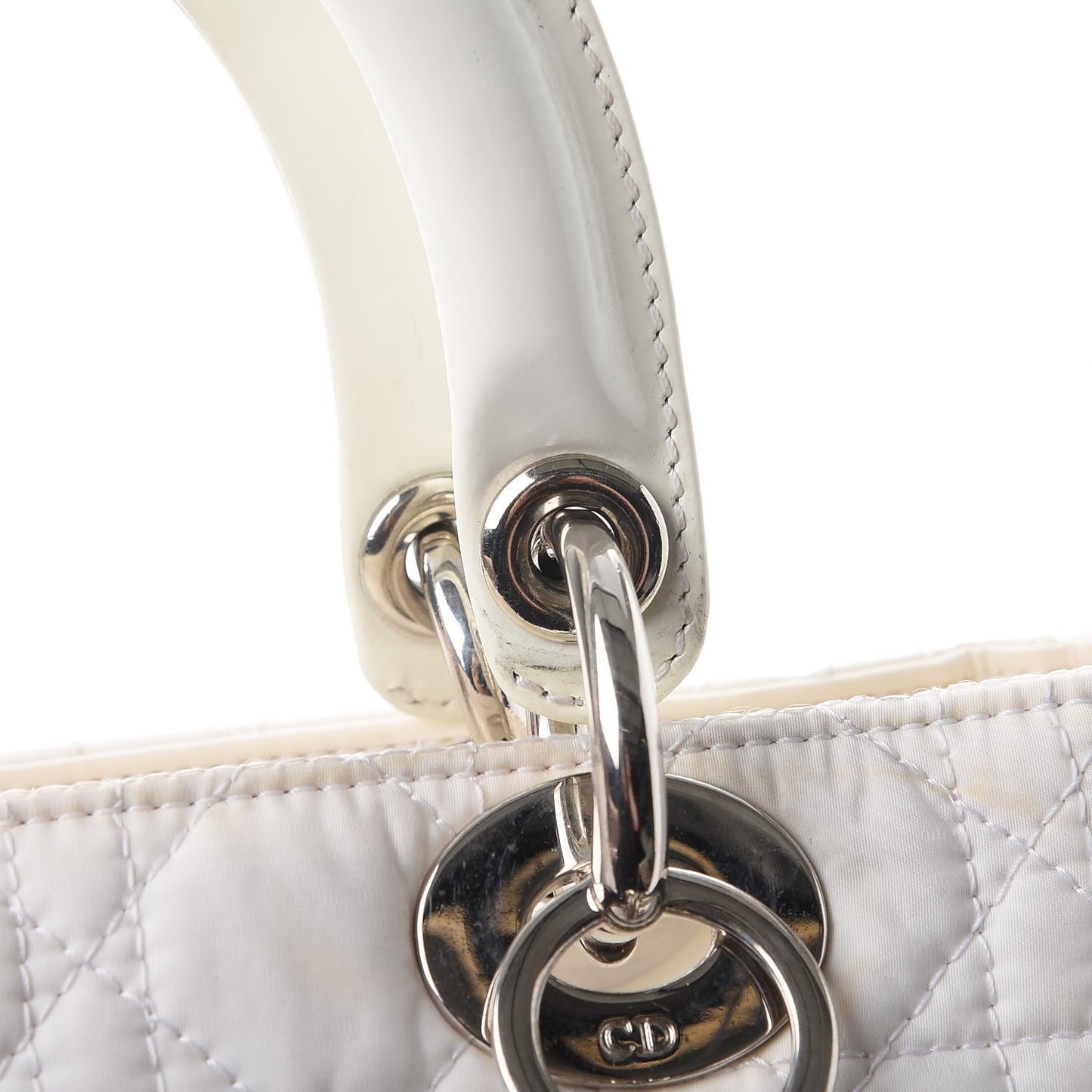 Nylon Cannage Medium Lady Dior White