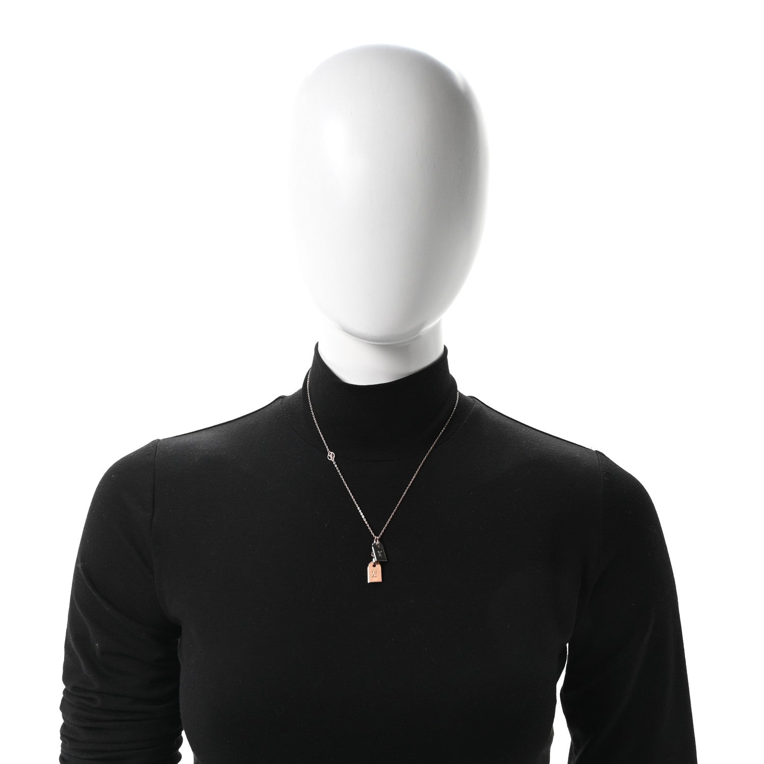Louis Vuitton Crystal Precious Nanogram Name Tag Necklace Rose Gold Silver 2 of 6