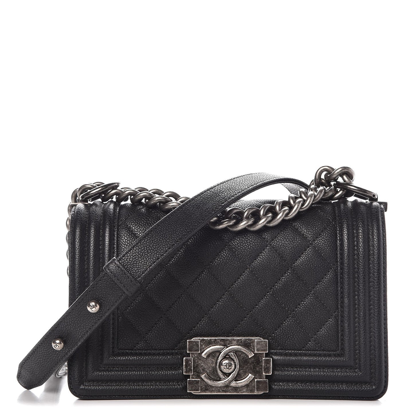 Caviar Quilted Small Boy Flap Black