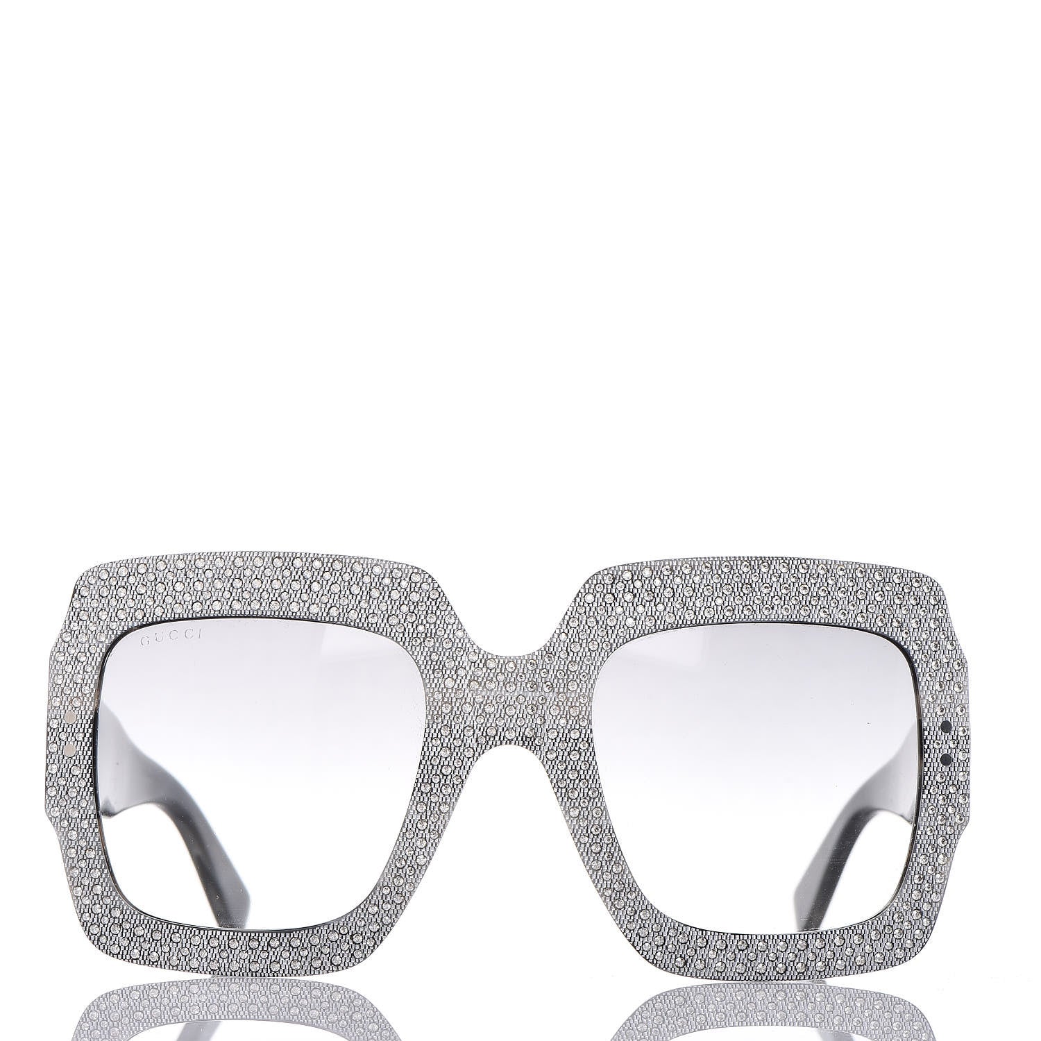 Gucci Crystal Square Frame Sunglasses GG0048S Grey 2 of 7