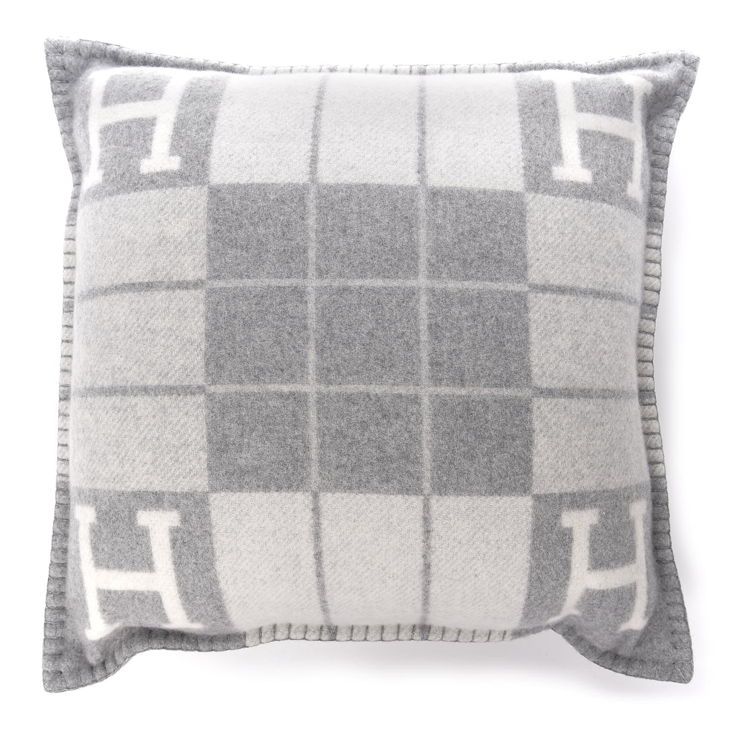Hermes Wool Cashmere Avalon III Pillow PM Ecru Gris Clair 1 of 4