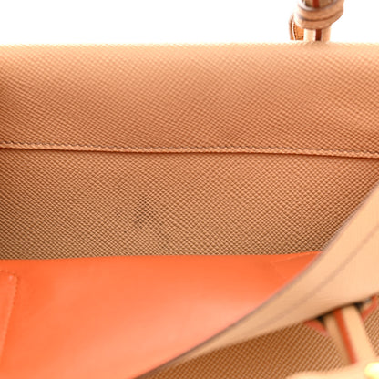 Prada Saffiano Cuir Medium Double Bag Noisette Papaya 12 of 20