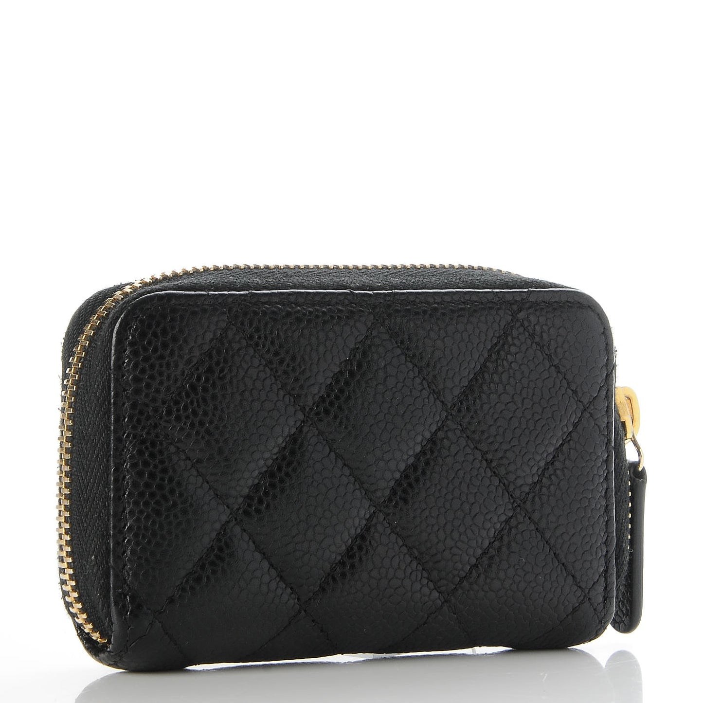Caviar Quilted Zip Coin Purse Black