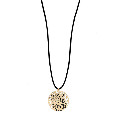 Cartier 18K Yellow Gold Enamel Tsavorite Panthere De Cartier Pendant Cord Necklace 1 of 4