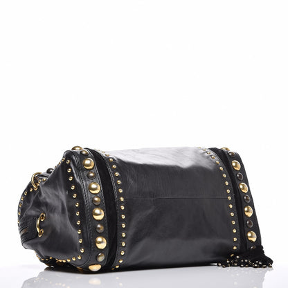 Gucci Suede Calfskin Large Babouska Studded Boston Black 4 of 8