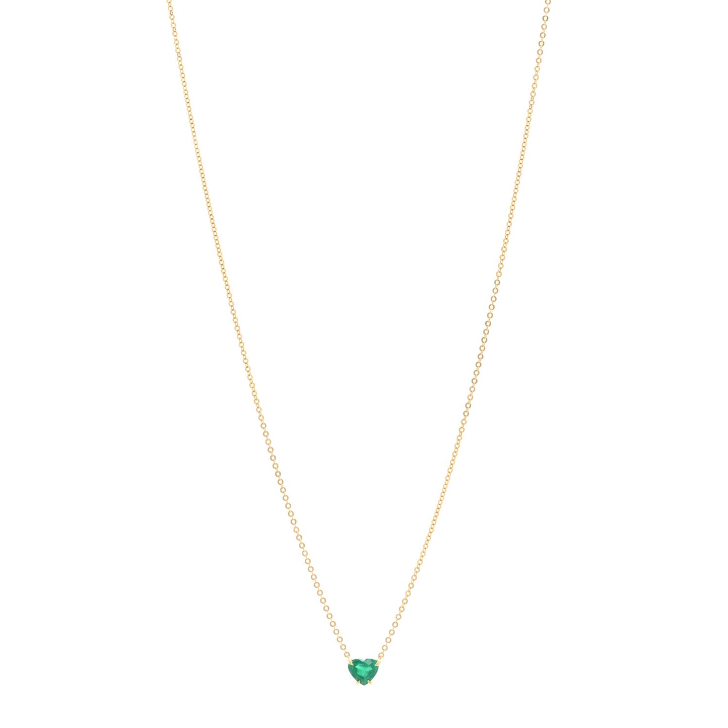 18K Yellow Gold Emerald Heart Necklace