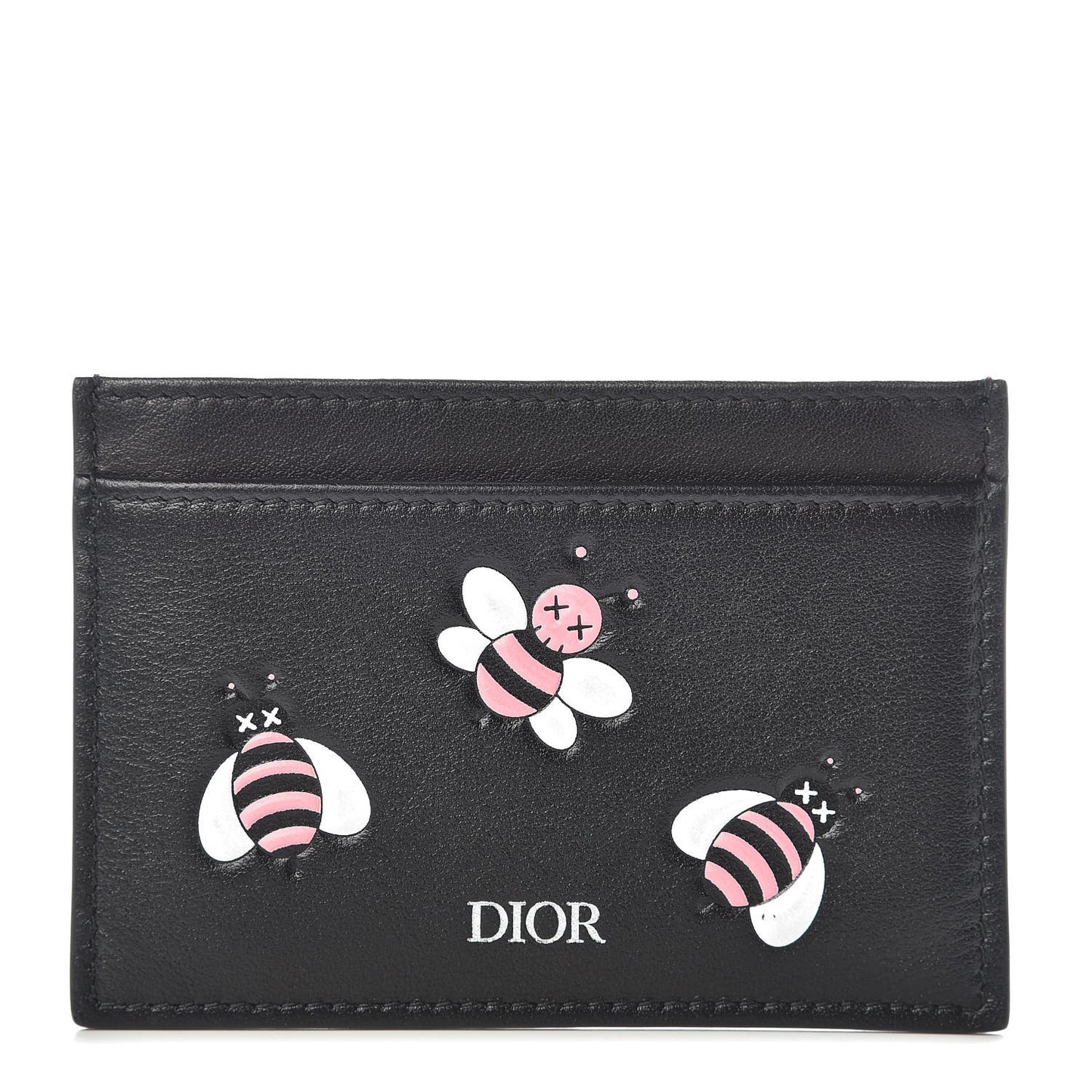 x KAWS Calfskin Bee Card Holder Pink Black