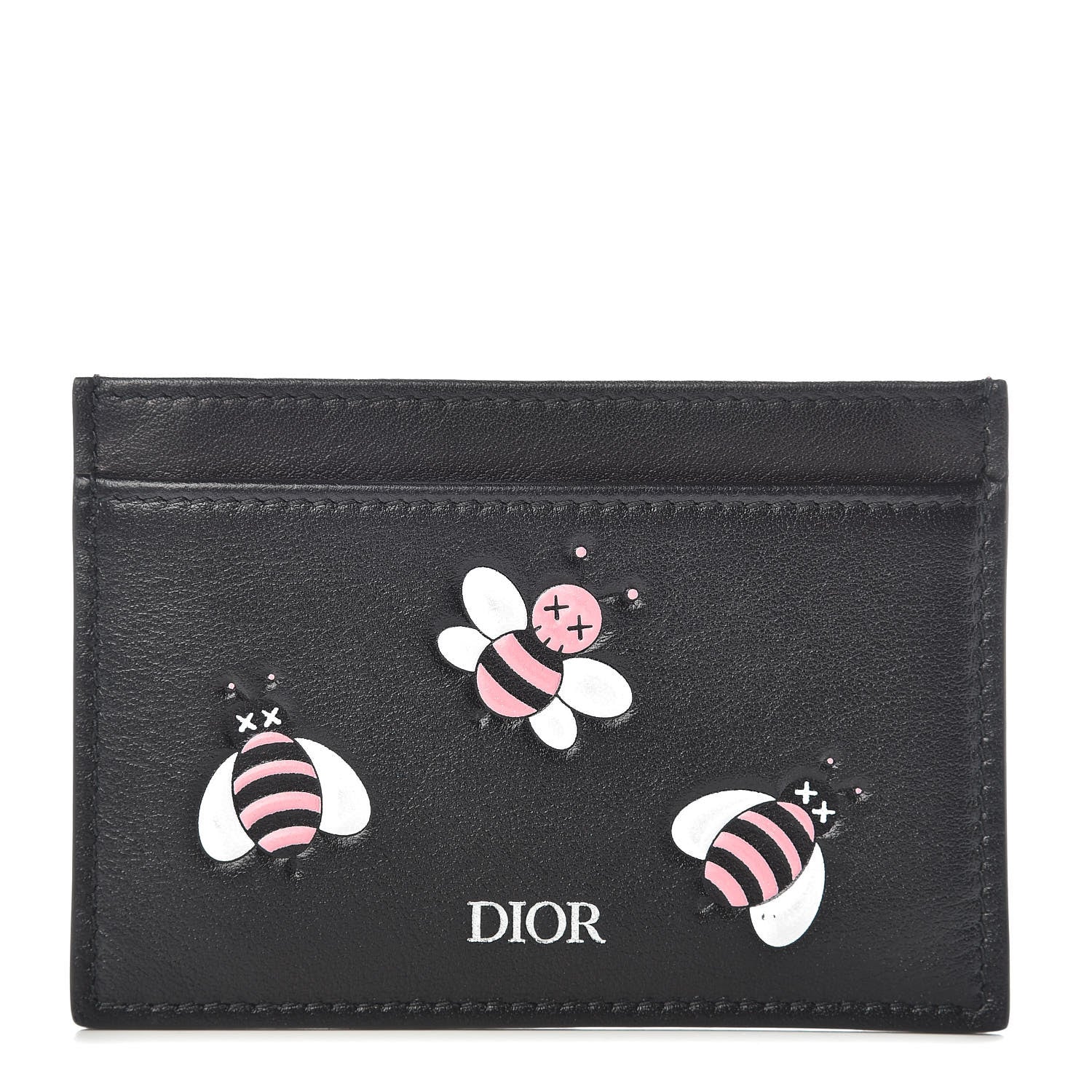 Christian Dior x KAWS Calfskin Bee Card Holder Pink Black 1 of 10