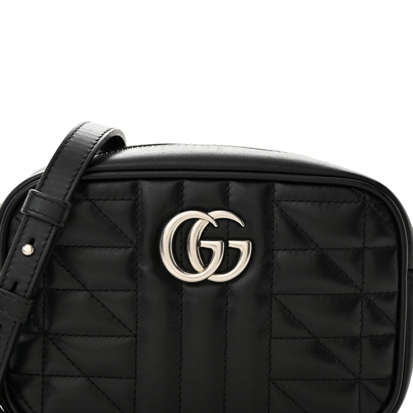Calfskin Matelasse Aria Mini GG Marmont Chain Shoulder Bag Black
