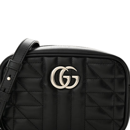 Gucci Calfskin Matelasse Aria Mini GG Marmont Chain Shoulder Bag Black 8 of 10