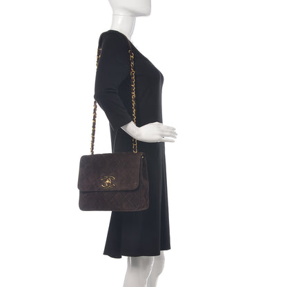 Chanel Suede Quilted Medium Single Flap Brown 2 of 15