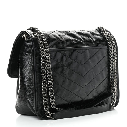 Saint Laurent Crinkled Calfskin Matelasse Monogram Medium Niki Chain Satchel Black 3 of 10