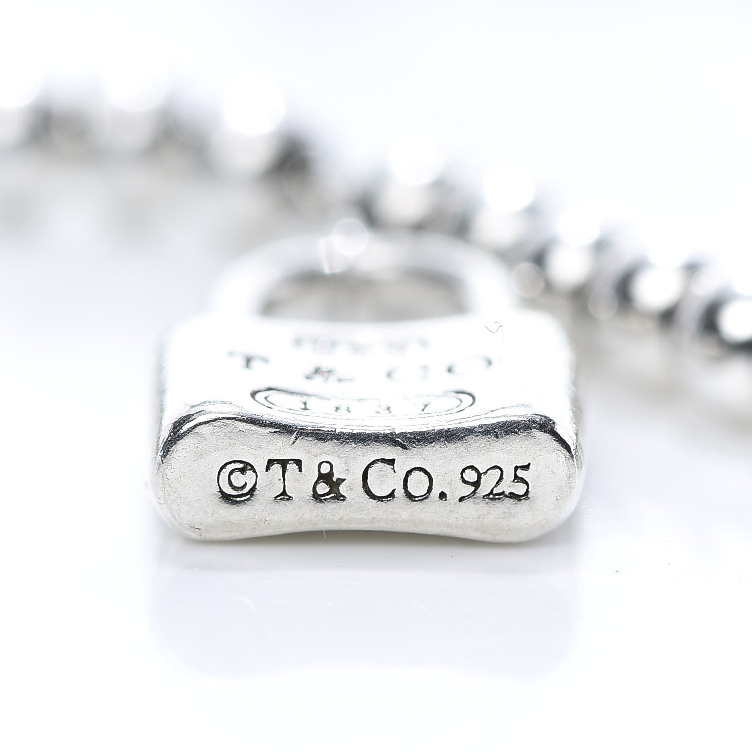Tiffany Sterling Silver 1837 Lock Charm Bead Bracelet 5 of 6